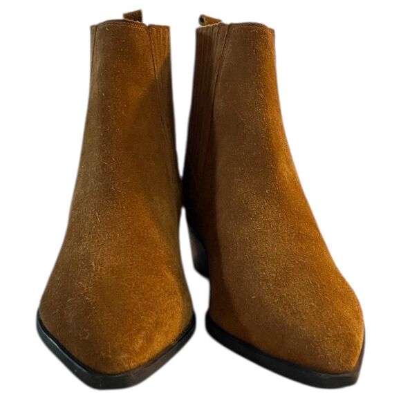 Marc Fisher Yarita Size 10M Brown Suede Pull On Pointed Toe Ankle Bootie - Picture 5 of 13